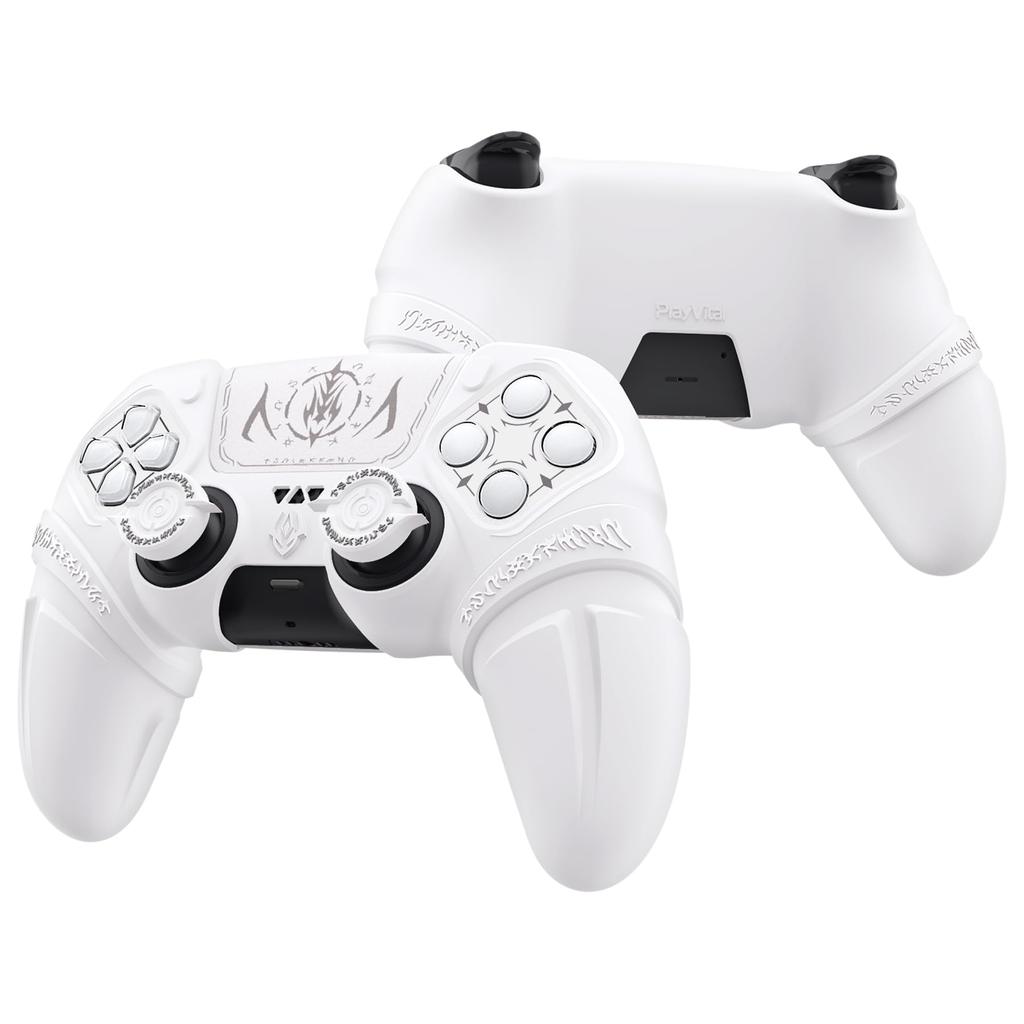 PlayVital Runes Edition Silicone cover for comes with thumb grip touchpad sticker and cross key compatible with ps5 genuine charging stand with cover