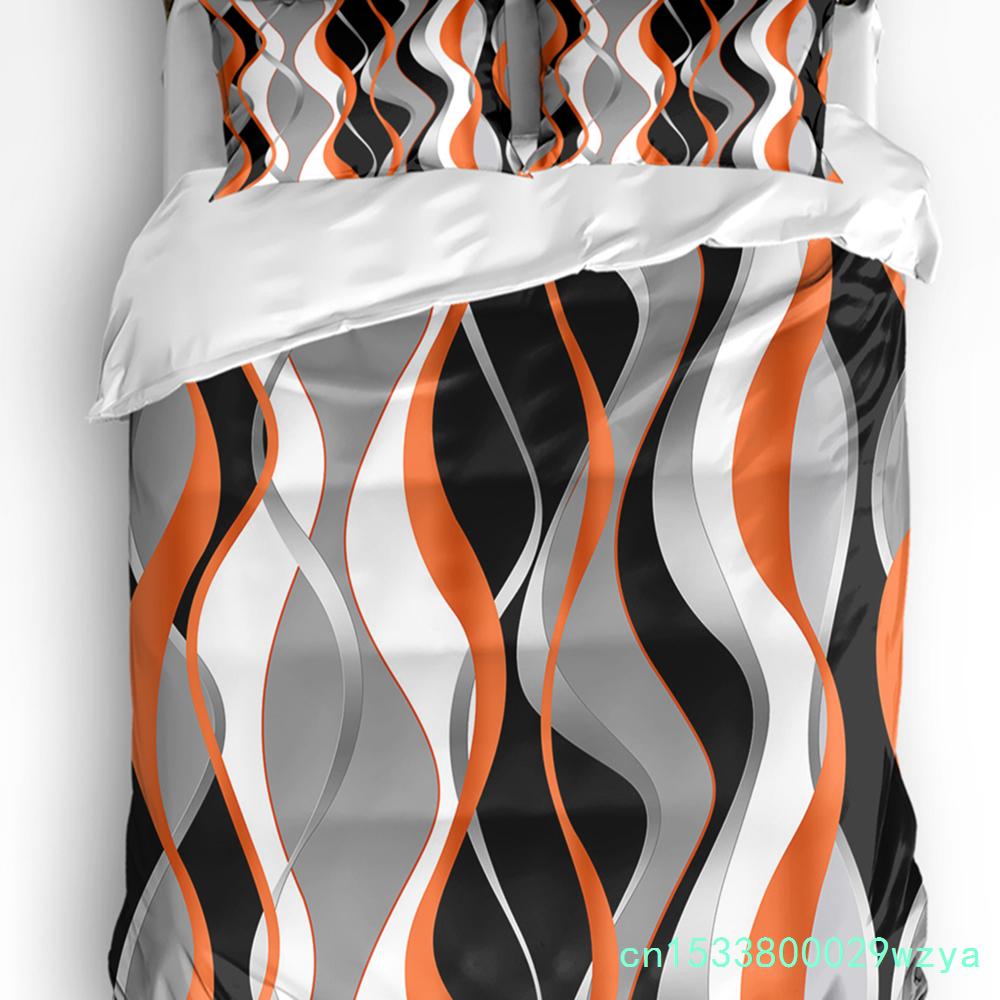 Geometric Red Black Gray Solid Abstract 3pcs Bedding Set For Double Bed Home Textile Duvet Cover Quilt Cover Pillowcase