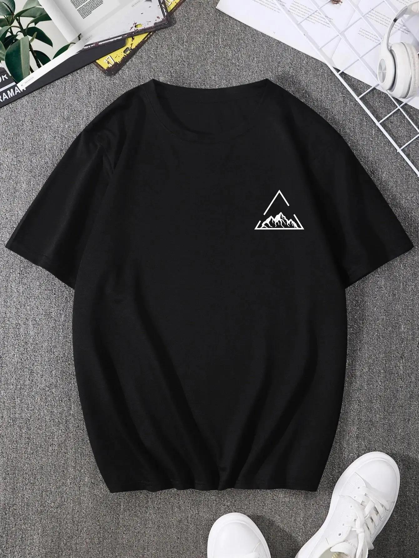 

Футболка с принтом Mountain On Inspirationde, мужская хлопковая летняя футболка большого размера, дышащая, свободная, с круглым вырезом, футболки в стиле хип-хоп XXXXXL чёрный