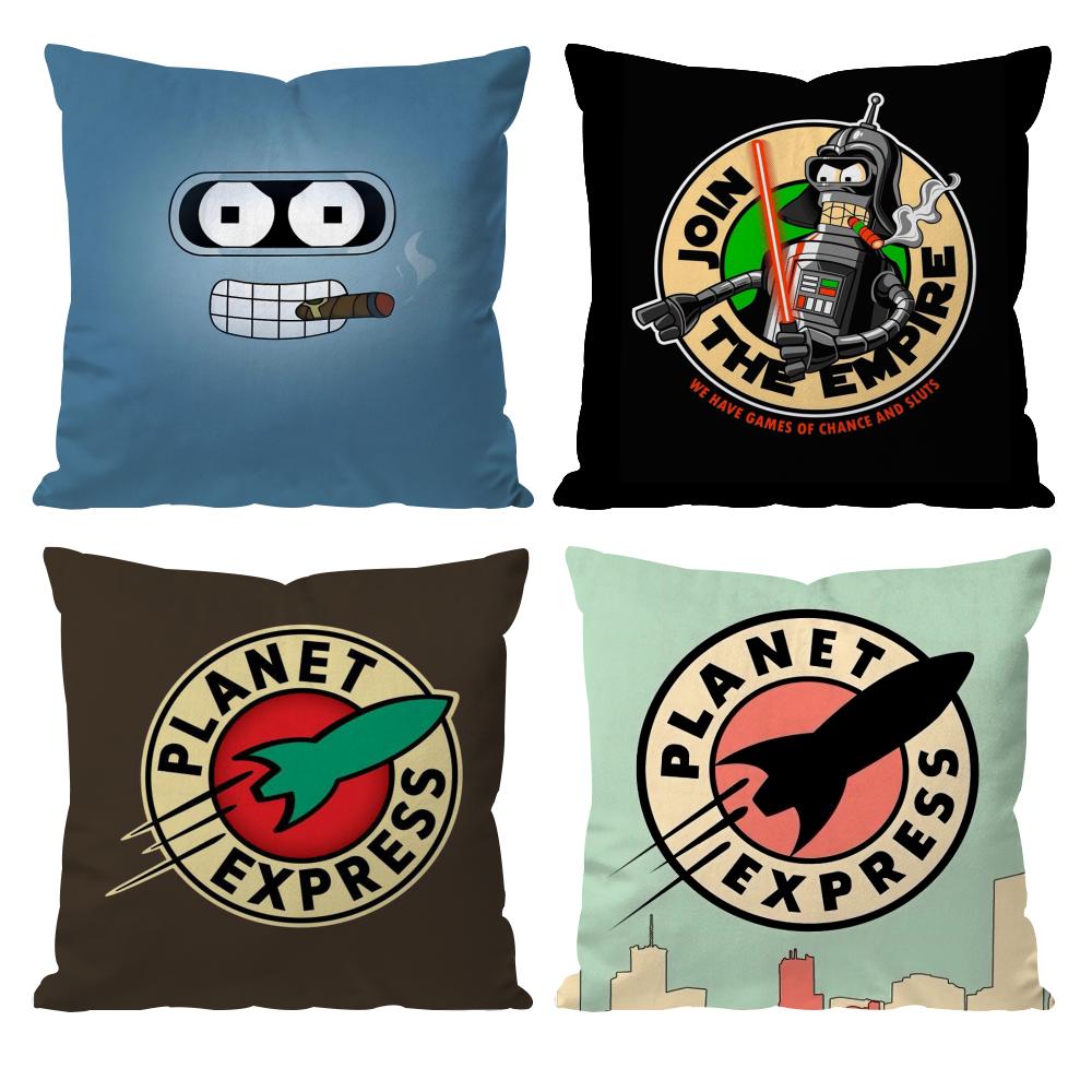 Anime Comedy Futurama Bender Cushion Cover Pattern Printed Pillowcase For Living Room Sofa Cushion Cover & Bedroom Decor