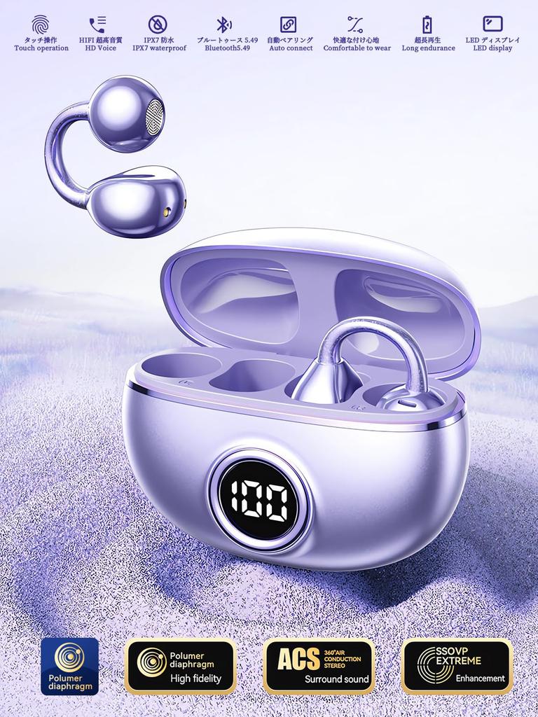 Bluetooth Wireless Earbuds Sound Bluetooth Instant Bluetooth Earbuds with Bone Conduction Up to 60 Hours of No Ear Air Conduction Earbuds with Fast
