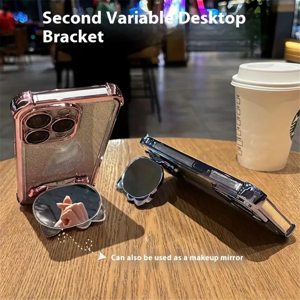 Shockproof Glitter Phone Case For Huawei Nova 13 Pro 12 11 10 9 8 7 6 5 Pro SE Invisible Makeup Mirror Rabbit Stand Soft Cover