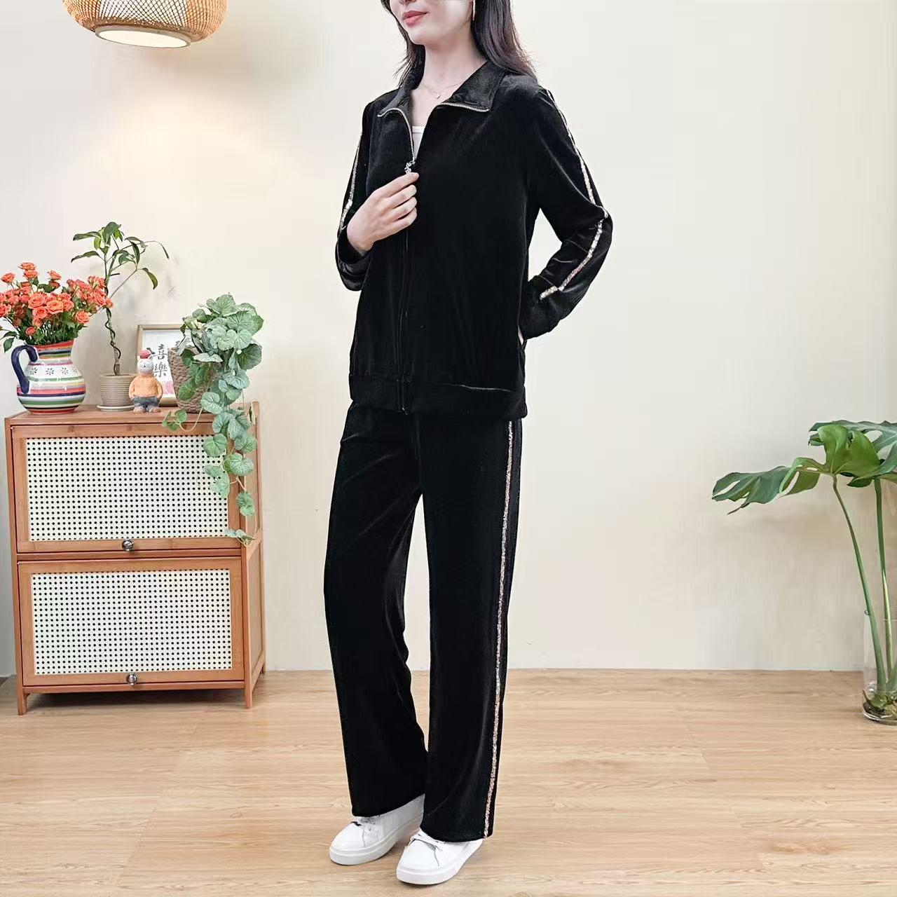 

2026 Spring Casual Two-Piece Women s Sportswear Set - Stylish for Middle-Aged and Elderly XL (85-105 jin) чорний