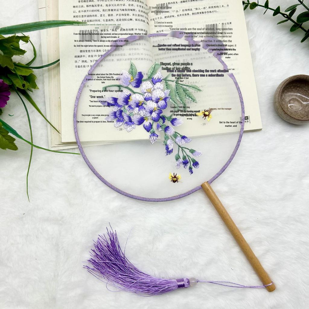 Ancient Style Single-Sided Suzhou Embroidery Dance Fan