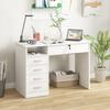 Bureau voor Slaapkamer of Kantoor in Hout met 2 Lades en 2 Sleutels, 110x50x76cm - Wit