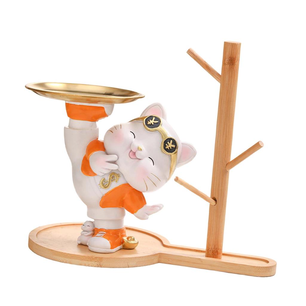 Cat Figurine, Jewelry And Earrings Tray, Desk Storage Tray, Creative , Table Decoration for Porch Table,
