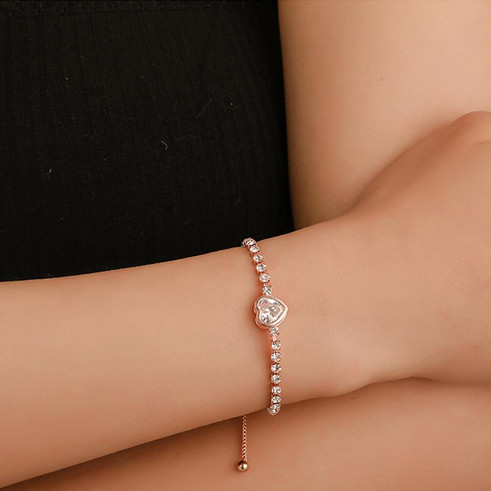 SUMENG 2024 New Round Rose Gold Color Cubic Zirconia Charm Bracelets for Women Jewelry Gifts
