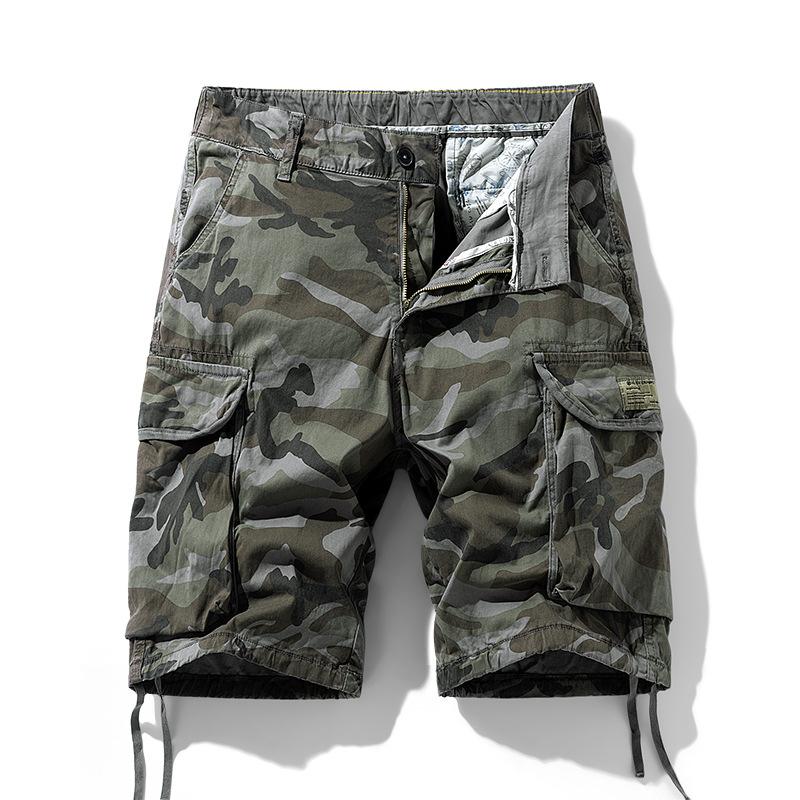 Herren Sommer Freizeithose Camouflage Mehrere Taschen Cargo-Shorts Mittlere Taille Fünf-Punkt-Hose Locker Outdoor Streetwear Große Größen Atmungsaktive Kurze Hosen