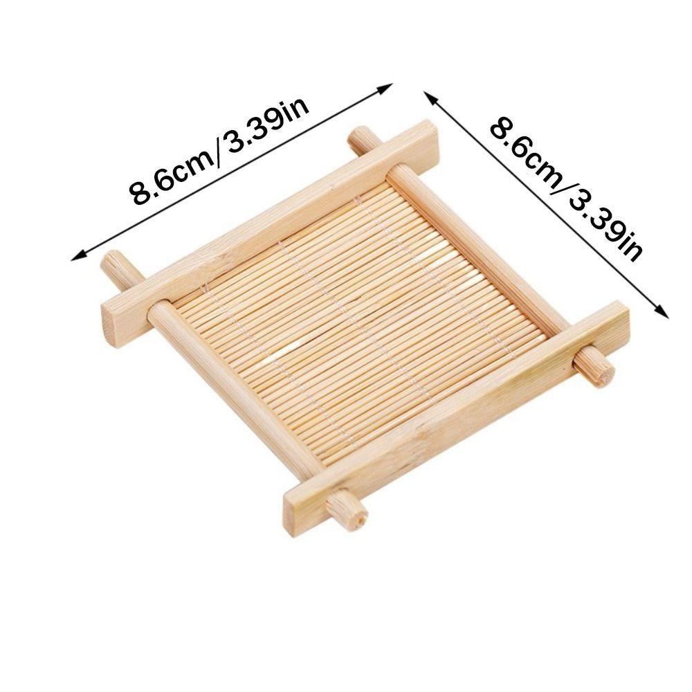 New Bamboo Teacup Pad Heat-resistant Retro Tea Trays Square Heat Insulated Coasters