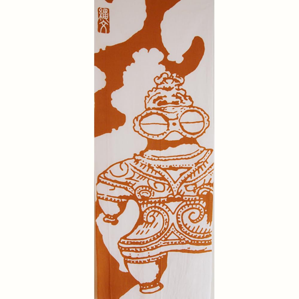 Kyosuke Made In Tenugui Hand 34 X Jomon Shade Clay Cotton Japan, Chū-dyed (Japanese Towel), 90cm, Style, Figurine, 100%