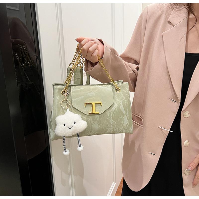 

Мода Слой Женская Сумка-тоут Большой Вместимости Сотни Металлических Цепей На Плечо Кроссбоди Сумка Кисточка Подвеска Металлическая Отделка ПУ