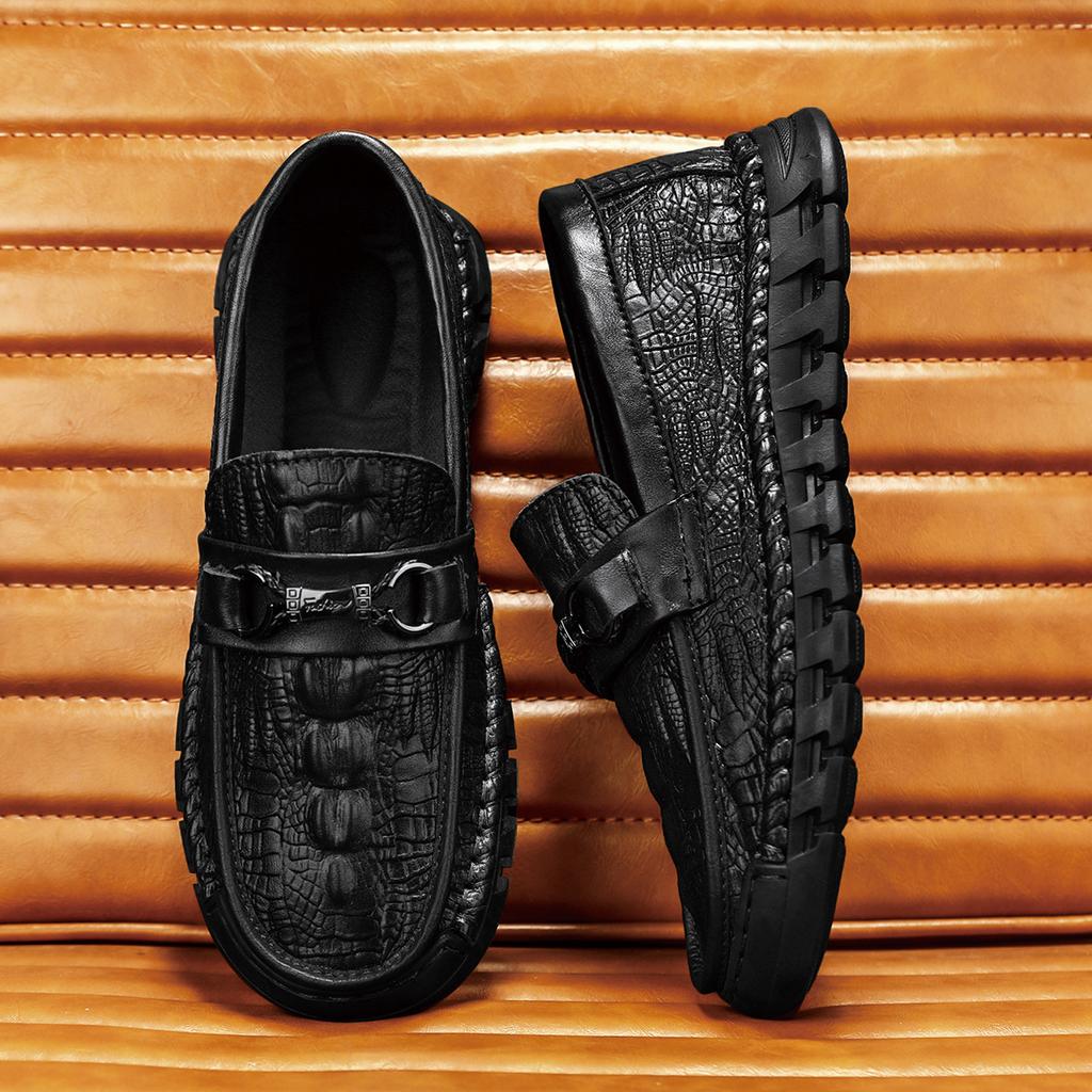 Men's Casual Shoes Crocodile Pattern Leather Men's Classic British Style Loafers Men Party Wedding Flats