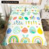 Watercolor Easter Eggs King Queen Bedding Set Happy Easter Themed Duvet Cover Toddlers Rainbow Easter Egg Polyester Quilt Cover