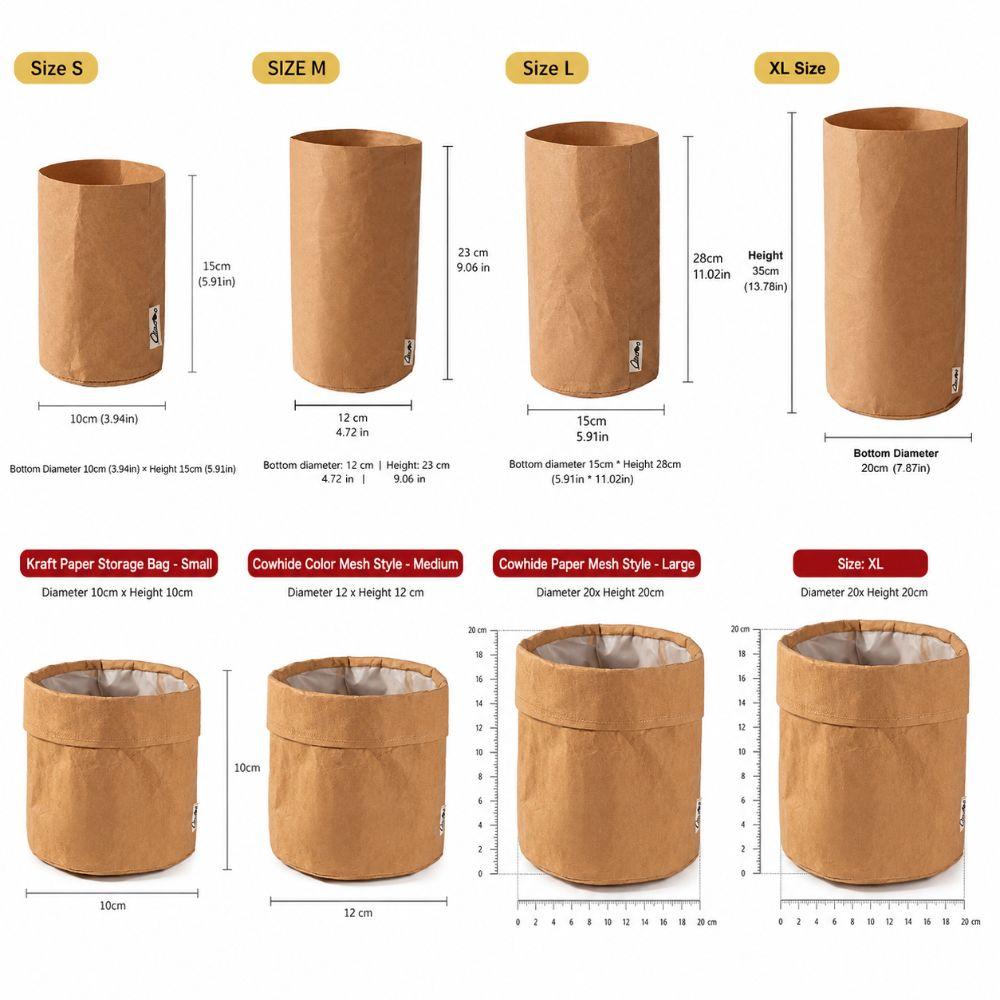 1pc Thickened Kraft Paper Bag Washable Packaging Bag Durable Paper Storage Bag Home