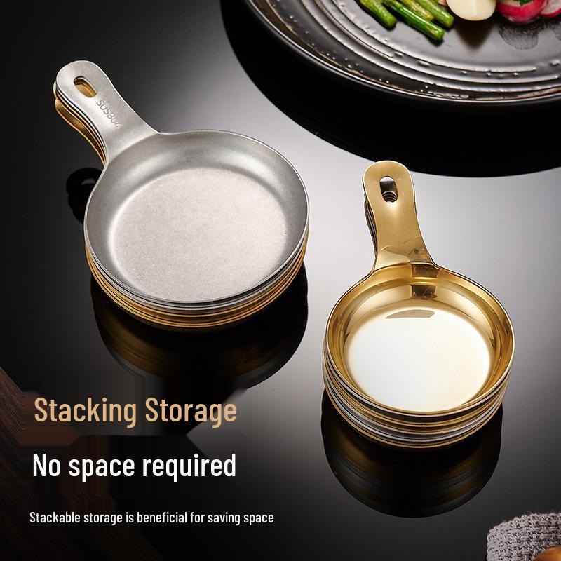 304 Stainless Steel Vinegar Dish with Handle for Sauces and Seasonings - Retro Style, Ideal for Barbecue and Hot Pot, Custom Logo Available.