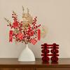Chinese 'Fu' Character Ornament with Red Simulated Flowers – New Year Home Decoration for Living Room and Entrance Hall, Elegant Atmosphere Enhancer.