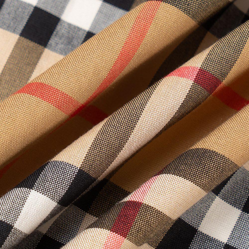 Burberry Men Plaid Patterns Short Sleeves Shirts Yellow 80222651