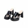 Waterproof Taiwanese Square Heel Slippers Women's Square Toe Open Toe Cross Strap Anti-Slip Wear-Resistant High Heels