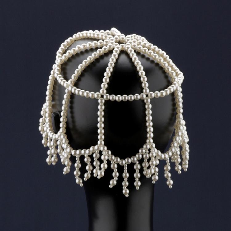 Sophisticated Pearls Bridal Hat Romantics Celebration Headpiece Elegant Headwear for Dance Parties and Celebration Event
