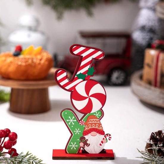 Wooden Christmas Ornament Desktop Faceless Gnome Gingerbread Man Decoration Xmas