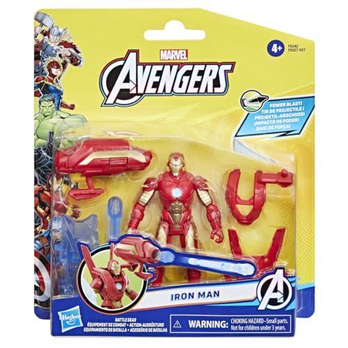 Hasbro Marvel Avengers Epic Hero Series Battle Gear Iron Man Action Figure, 4-inch (10 cm) size, Superhero Toy for ages 4 and up, F9342, Authentic