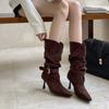 2025 autumn and winter new pointed thin heel high heel temperament thin French fashion sexy beauty female Internet celebrity boots
