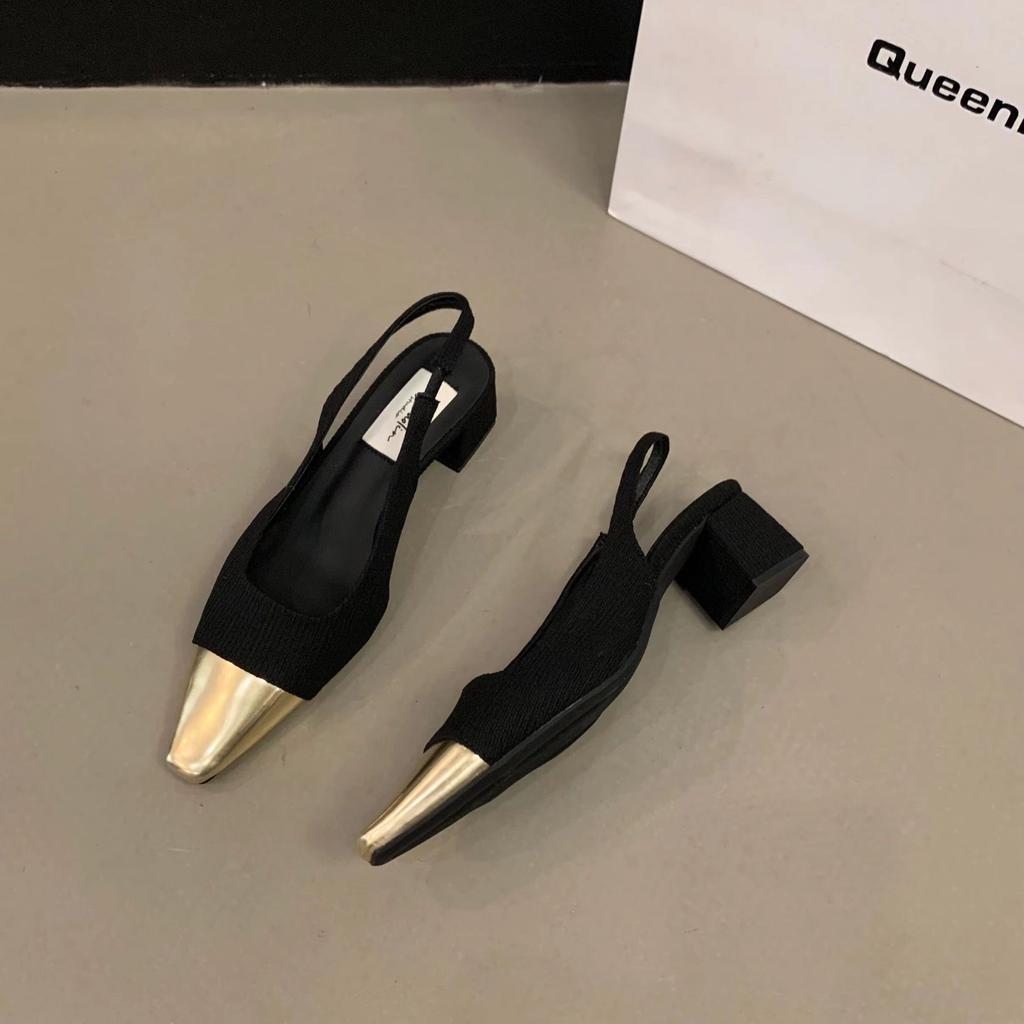 New Women's Low Heel Shoes Women's Dress Shoes Mid Heel Wedding Sandals All Matching Pointed Princess Shoes