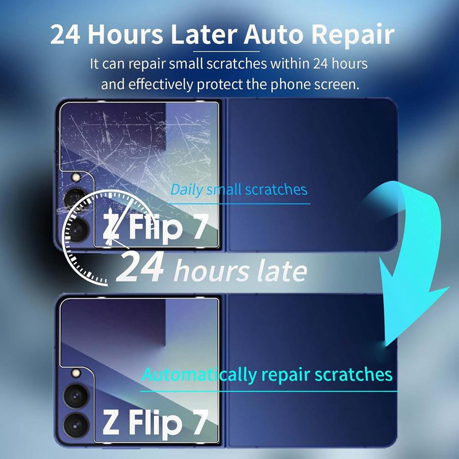 6 Pièces [2+2+2] Protecteur d'écran pour Samsung Galaxy Z Flip 7 Film TPU Souple Flexible + Film en Verre Trempé 9H + Protecteur d'objectif de caméra souple Flip 7 FE Flip7