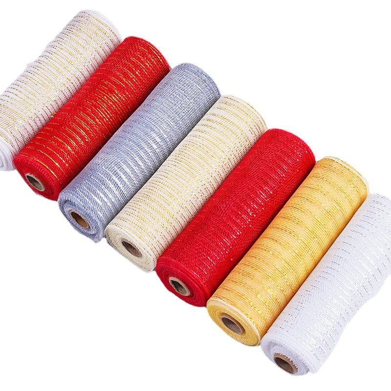Silver Gold Mesh Net for Christmas Decorations & DIY Flower Wrapping – 10 Meters