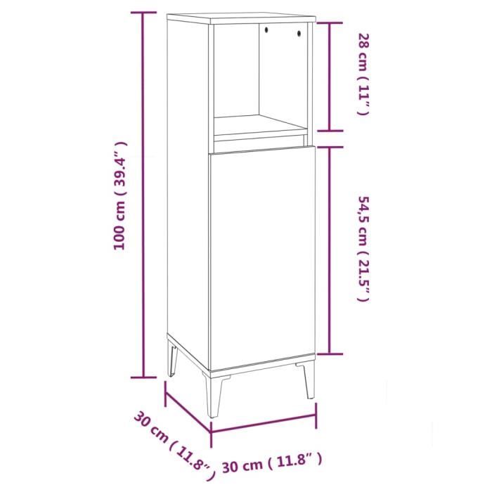 VidaXL Bathroom Cabinet Sonoma Grey 30x30x100 Cm 819818