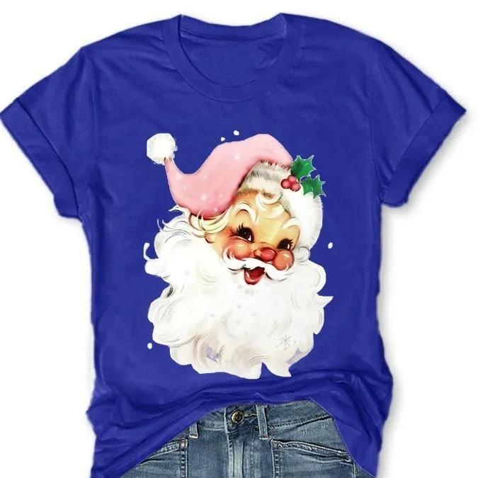 

Summer Round Neck 3D Christmas Print Top Fashionable Casual Short Sleeved Women s T-shirts XS