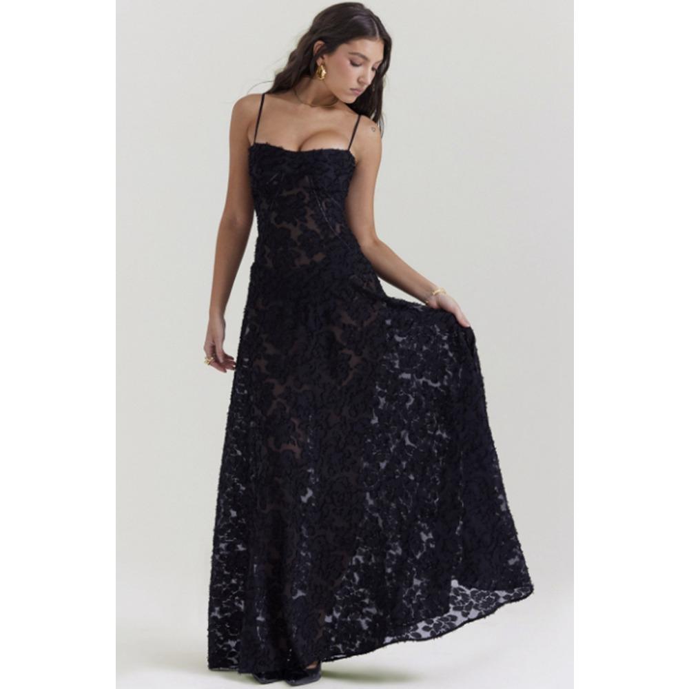 

HNXC Женская мода лето весна однотонные принты без рукавов повседневные платья XL чёрный