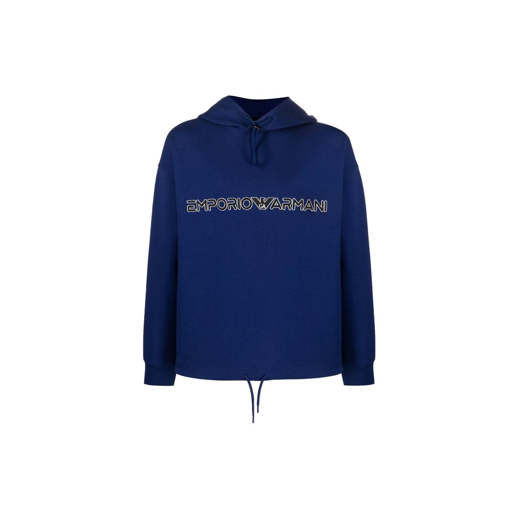 Emporio Armani Ss23 Logo Letter Embroidered Drawstring Hoodie Men hoodies Iron-Blue 3R1MBC-1JHSZ-0862 S