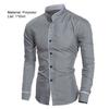 Men Shirt Business Single-breasted Stand Collar Formal Contrast Color Line Autumn Shirt for Work