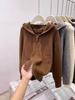 Women's Double Zipper Hooded Rib Knit Cardigan - Petite, Age-Reducing, Autumn/Winter 2025 Style