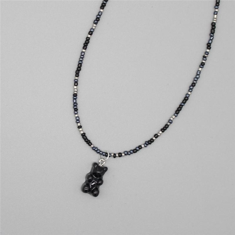 Nuova Boemia Coreana Amante Colorato Orsetto di Gomma Ciondolo Girocollo Resina Multicolore Perline di Riso Collana per Donne Ragazze Regali