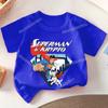 Anime Super Man Summer T Shirt Supermans Short Sleeve Tee Cartoon Print Boy Girl Clothes O Neck Casual Children Cotton Tops