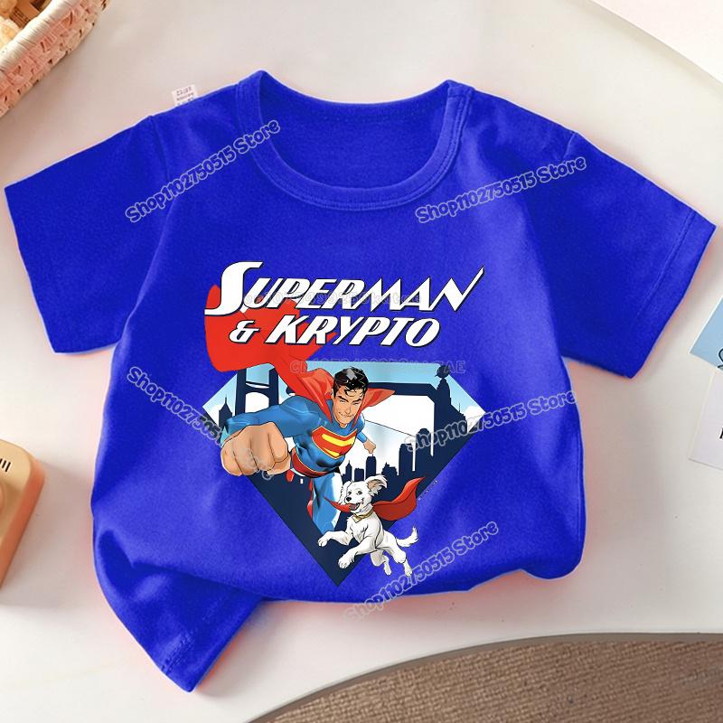 Anime Super Man Summer T Shirt Supermans Short Sleeve Tee Cartoon Print Boy Girl Clothes O Neck Casual Children Cotton Tops