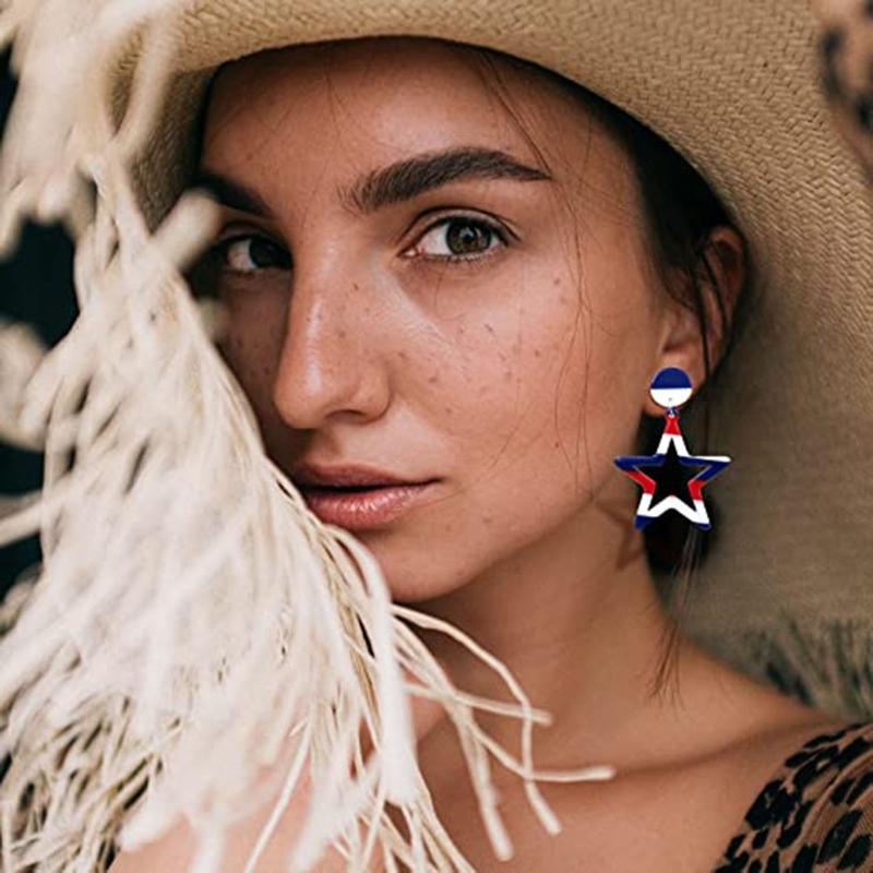 1 Pair Independence Day Earrings American Fourth of July  Clay Stud Patriotic Fashion Earrings Jewelry for Girls