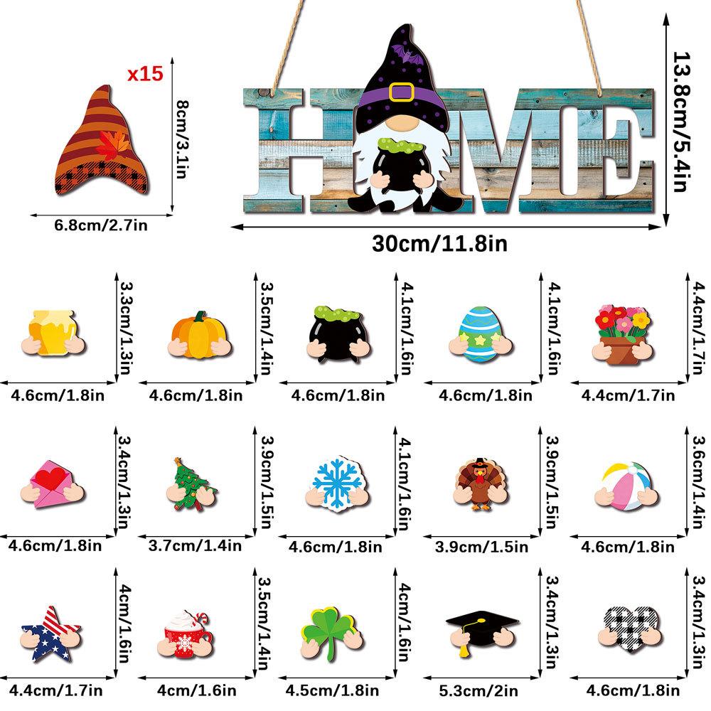 

Interchangeable 3D Christmas Tree Ornaments DIY, Dwarf Wood Hanging Decor with Changeable Clothes, Holiday Home Decoration Set