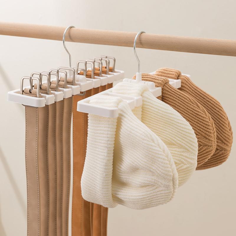 1-1pc Rotating Belt Tie Hanger Space-Saving Wardrobe Belt Organizer Multi-Functional Scarf Holder11 Card Slots Home Storage Tool