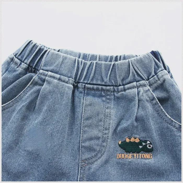 Children's Dinosaur Embroidered Denim Shorts - Summer Korean Style for Boys