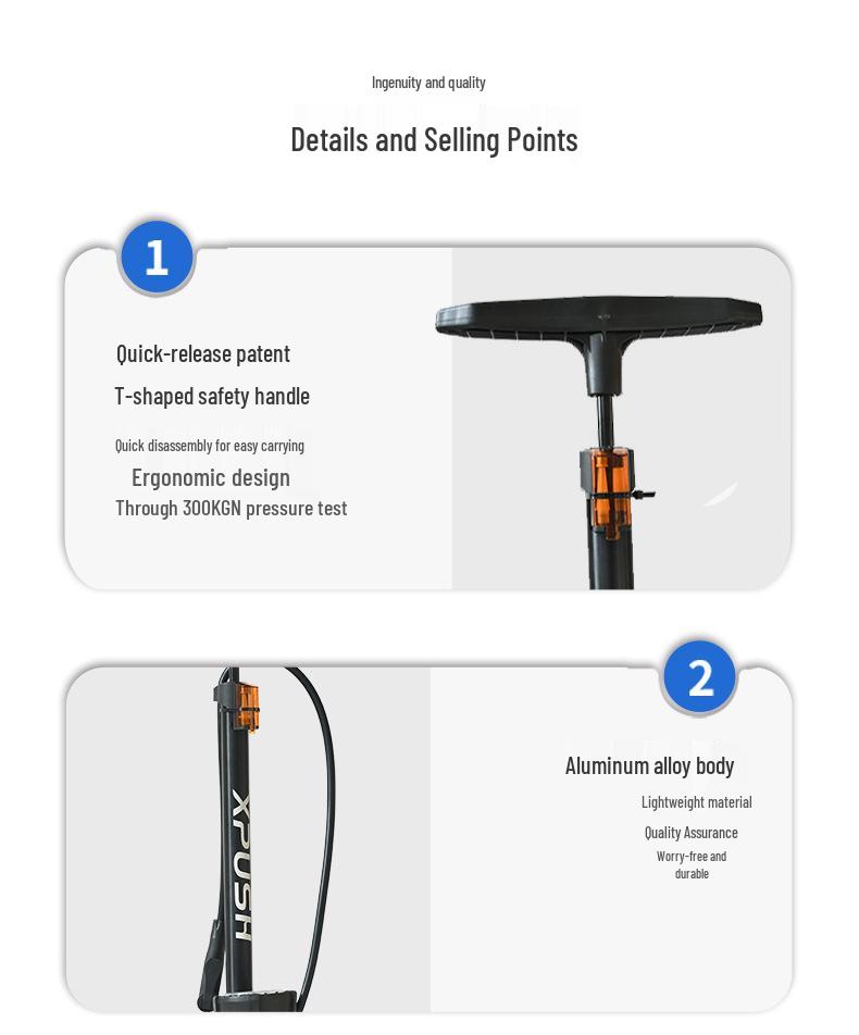 Aluminum Alloy Balance Bike Pump with Universal Tire Valve for Cycling