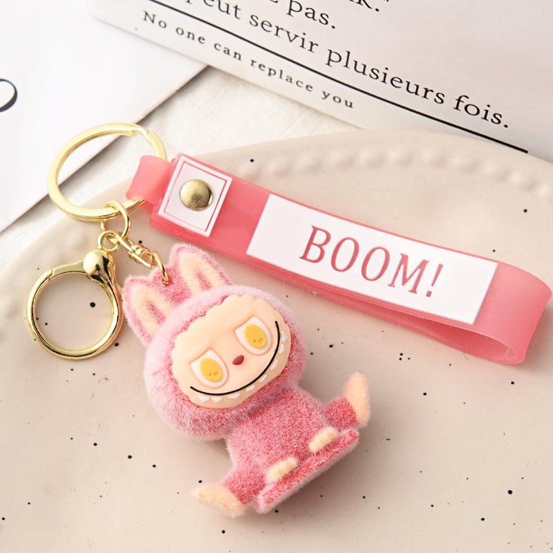 Flocking Yoga Keychain Small Pendant Cartoon Cute Doll Keychain Small Gift
