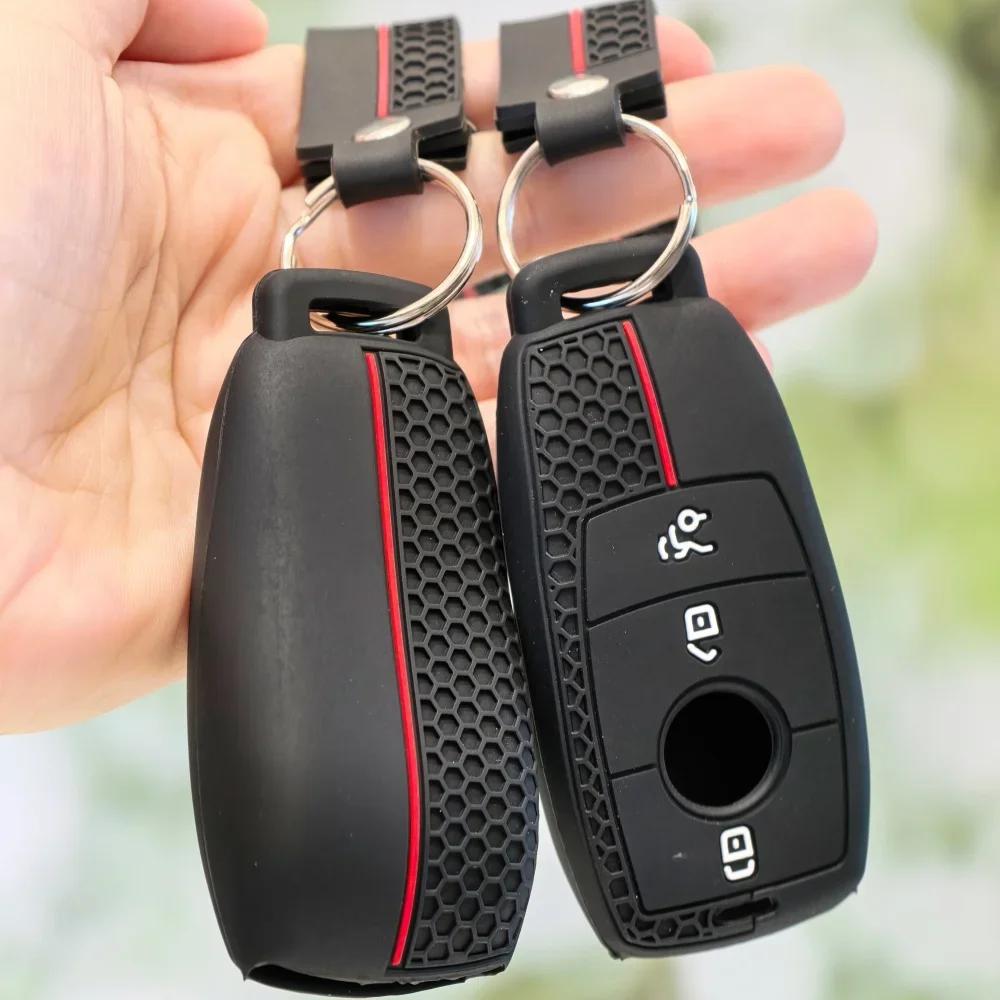 Silicone key cover For Mercedes Benz W177 W205 W213 W222 G63 X167 A C E S G GLS Class Maybach Car Key Cover Case Shell Fob Bag
