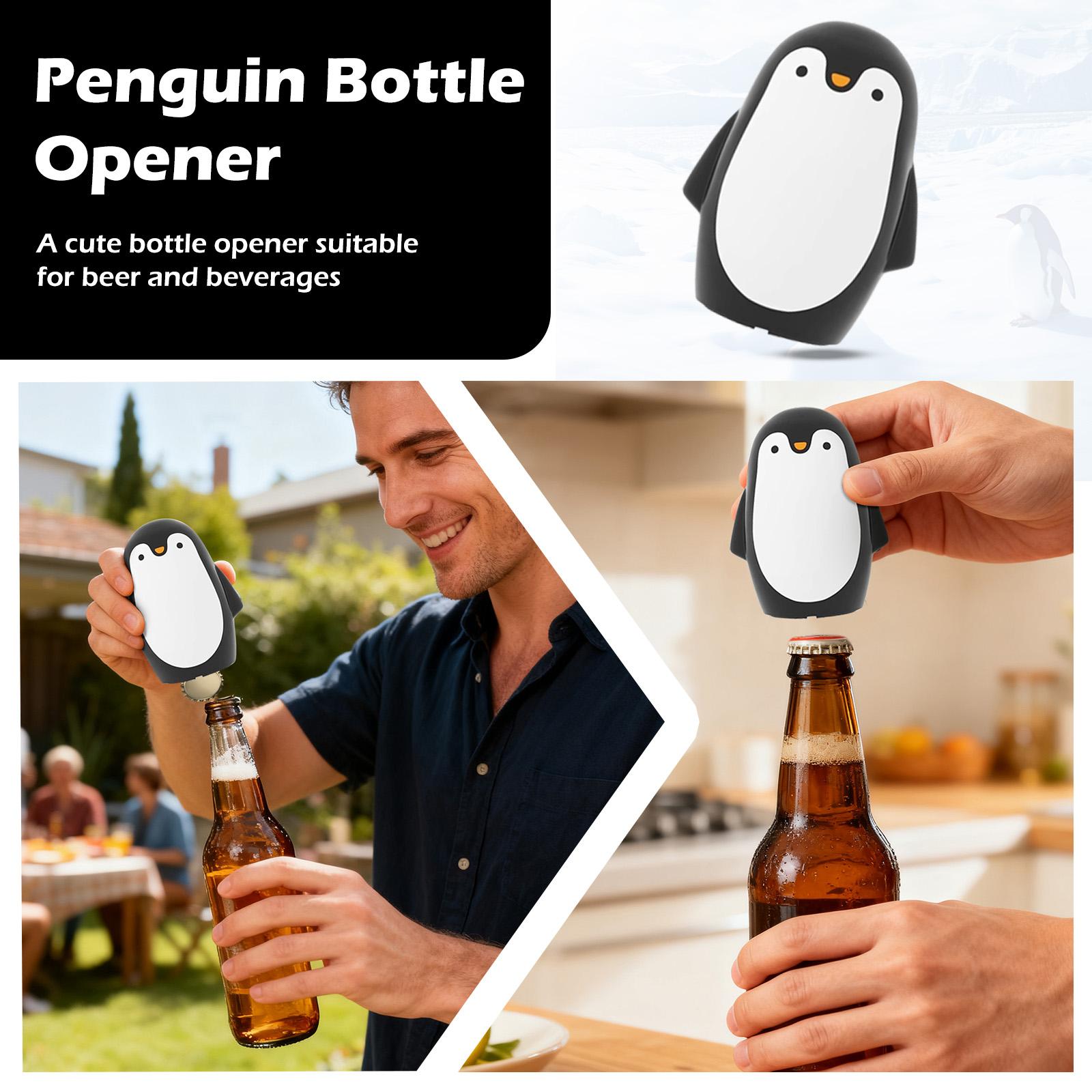 

Penguin Bottle Opener – Magnetic Cap Catcher, Automatic Push Down Off Beer And Opener, Fun For Home Bar Camping And Parties One Size