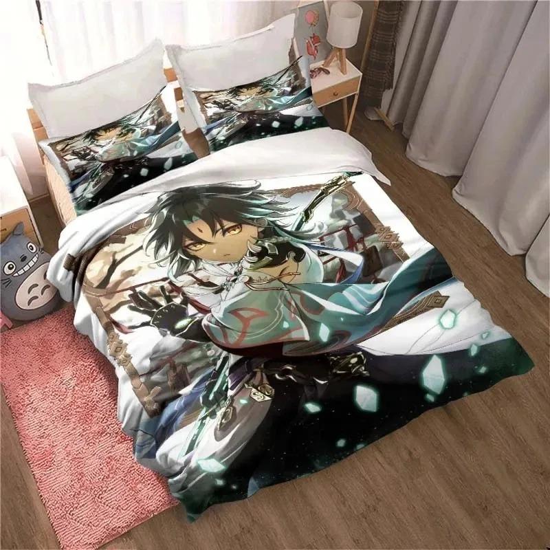 Comforter 3D Genshin Impact Game Anime Bedding Set Bedroom Soft Modern S Comefortable Kids And