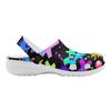 White EVA Clogs with Moon Star Print, Lightweight Slip On Garden Shoes, Breathable Beach Sandals, Indoor Outdoor Slippers for Men Women