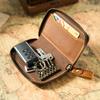 Crazy Horse Leather Car Key Holder - Top Layer Cowhide, Zipper Closure, Anti-Lost Hook, Convenient Design
