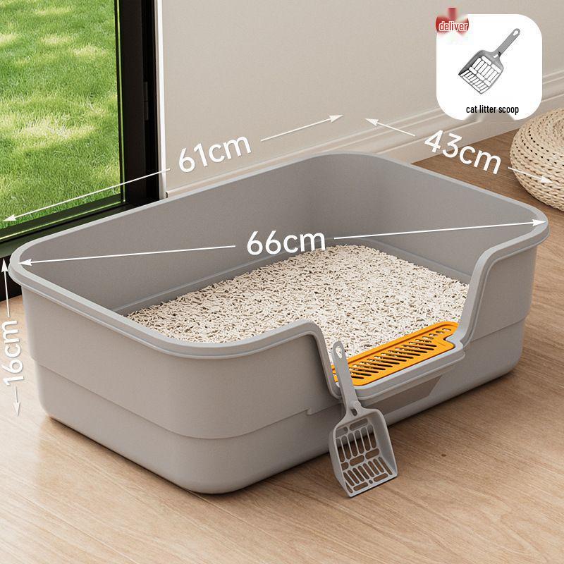 Extra Large Splash-Proof High-Sided Cat Litter Box, Semi-Enclosed & Easy to Clean